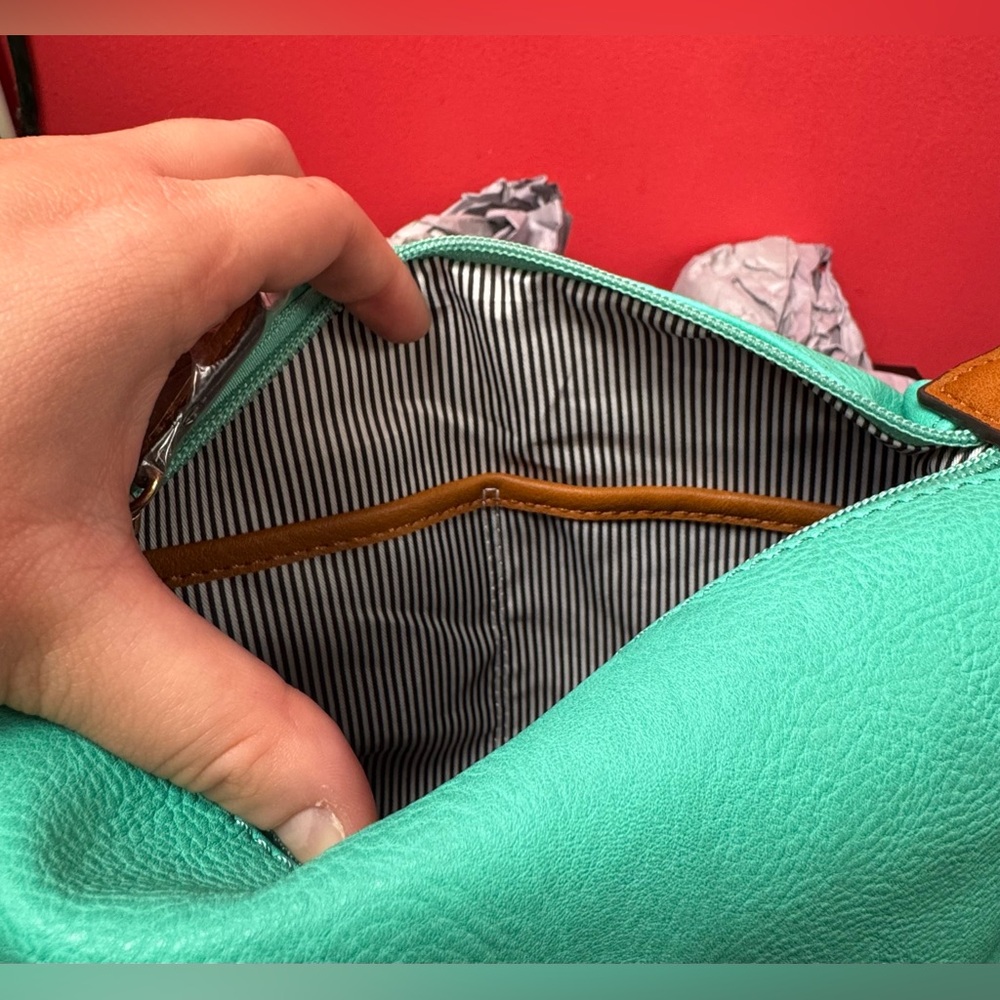 Mimi Brand 2 in 1 Bright Aqua Satchel - Picture 8 of 8
